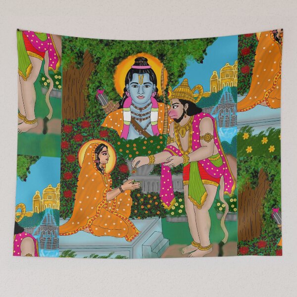 Item preview, Hanuman in Ashok Vatika – Epic Ramayana Devotional Art designed and sold by Harshit_Digital_Arts.