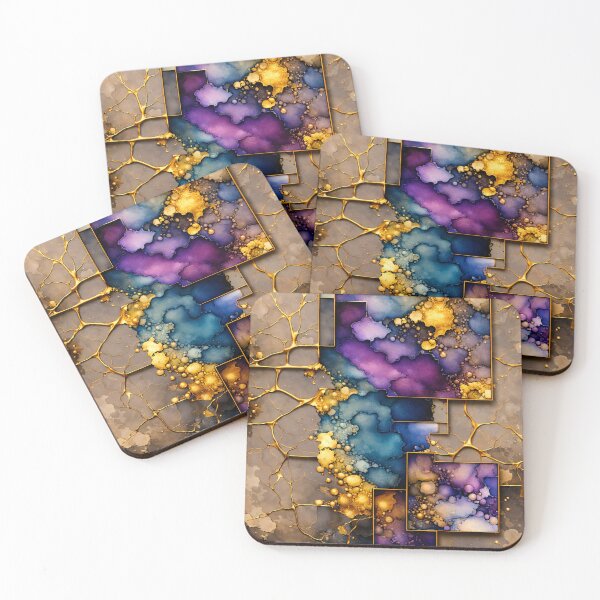 Item preview, Luxury Purple Blue Gold Abstract Geometric Wall Art designed and sold by Kaleidoscope Print.