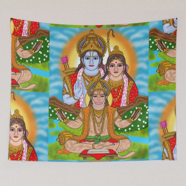Item preview, Hanuman Chanting Ram Naam Art – Devotional Hindu Spiritual Illustration designed and sold by Harshit_Digital_Arts.