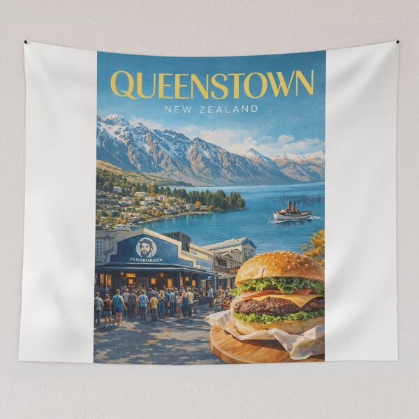 Item preview, Queenstown New Zealand Lake Wakatipu and The Remarkables Skyline designed and sold by Places On Earth.