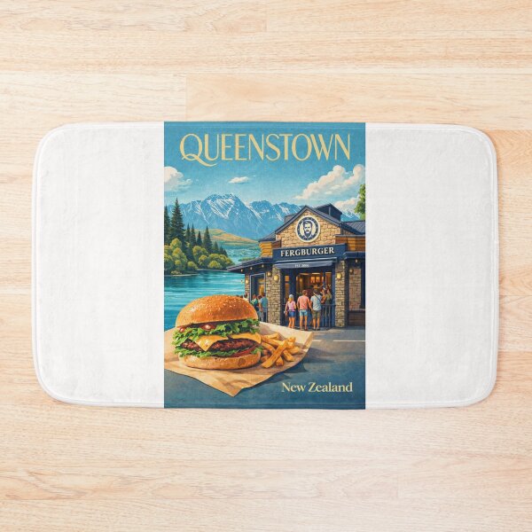 Item preview, Queenstown New Zealand Fergburger and Lake Wakatipu Waterfront designed and sold by Places On Earth.
