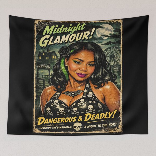 Item preview, Midnight Glamour Haunted Pier Horror Poster designed and sold by Artondra Hall.