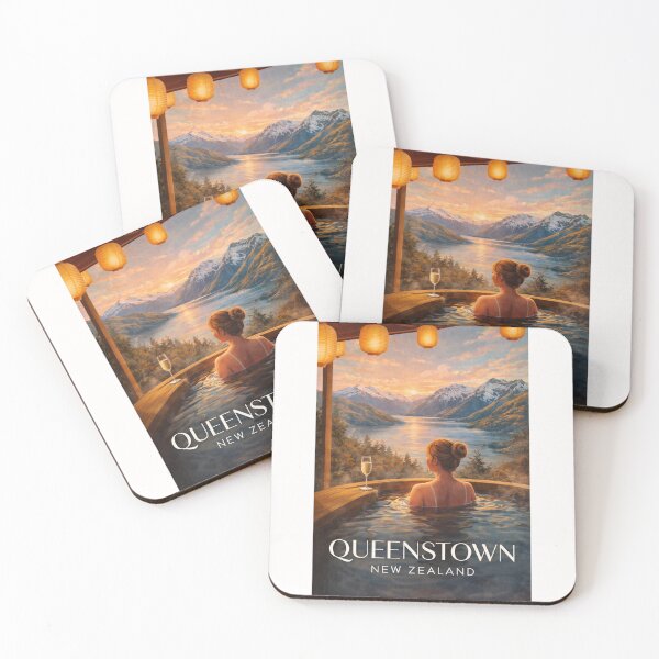 Item preview, Queenstown Lake Wakatipu Onsen Spa Southern Alps Evening New Zealand designed and sold by Places On Earth.