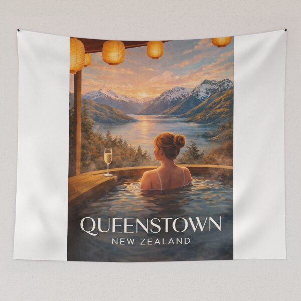 Item preview, Queenstown Lake Wakatipu Onsen Spa Southern Alps Evening New Zealand designed and sold by Places On Earth.