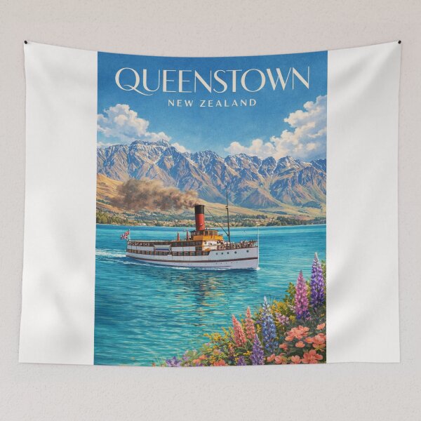 Item preview, TSS Earnslaw Sailing in Lake Wakatipu in Queenstown with view of Southern Alps Otago New Zealand designed and sold by Places On Earth.