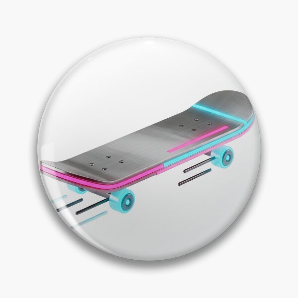 Item preview, A sleek, metallic skateboard with glowing pink and blue edges. designed and sold by VerizalShop.