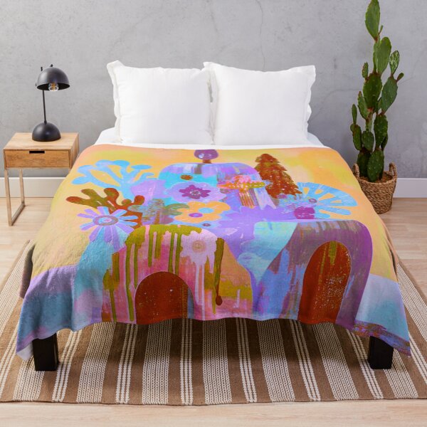 Item preview, Dreamy Floral Village – Whimsical Abstract Landscape Art designed and sold by joycrysstudio.