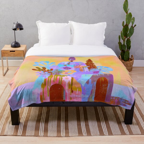 Aperçu de l'œuvre Village floral onirique – Art paysager abstrait et fantaisiste créée et vendue par joycrysstudio.