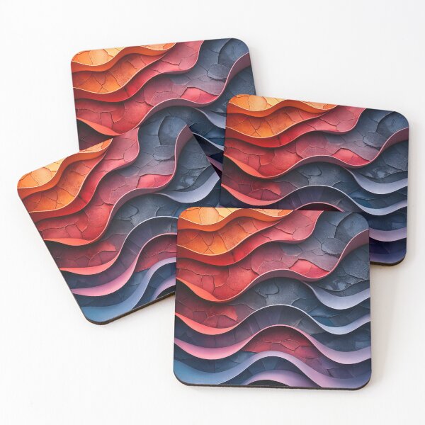 Item preview, Layered Sunset Waves Abstract Wall Art designed and sold by Kaleidoscope Print.