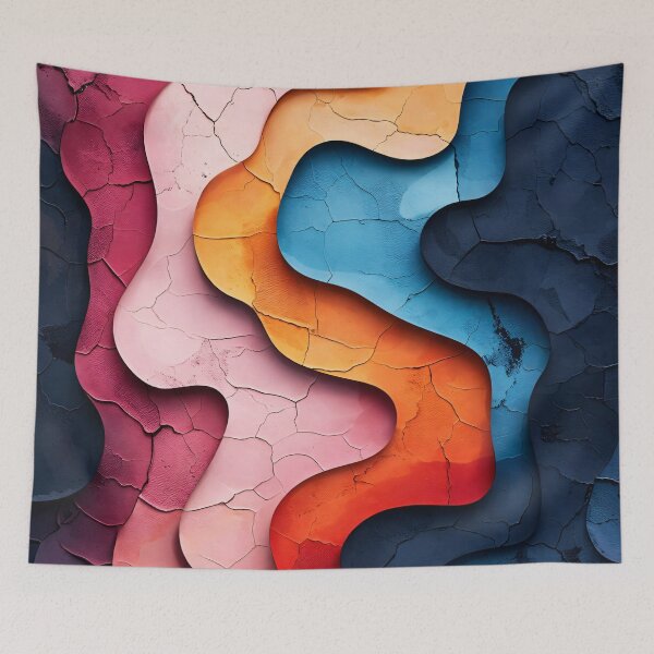 Aperçu de l'œuvre Art mural abstrait coloré à courbes superposées créée et vendue par Kaleidoscope Print.