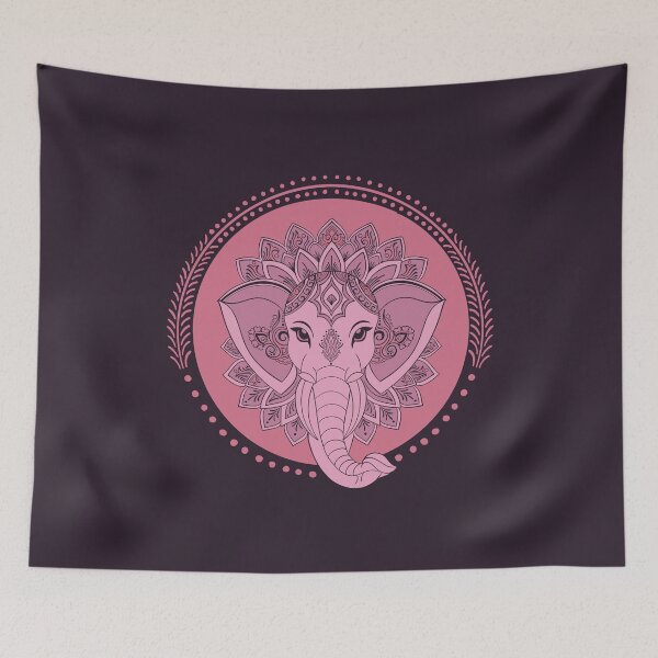 Item preview, Pink Plum Elephant Mandala Lotus Feminine Spiritual Art designed and sold by DColourMuse.