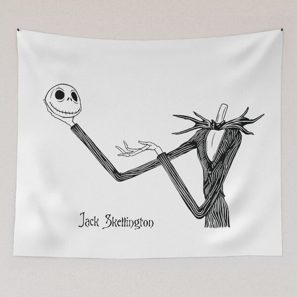 Item preview, Jack Skellington · Black and White Illustration · Gothic Character · Vintage Animation Art Print - Calligraphy designed and sold by Atropa Parcae.