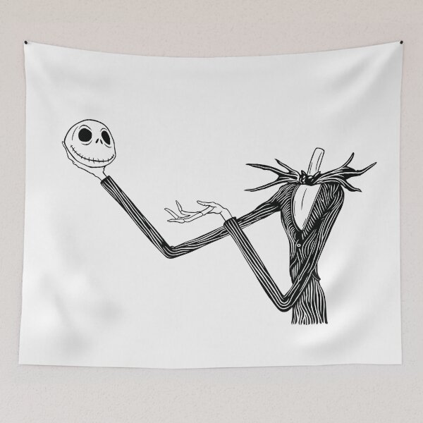 Item preview, Jack Skellington · Black and White Illustration · Gothic Character · Vintage Animation Art Print designed and sold by Atropa Parcae.