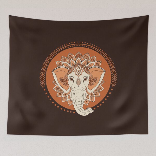 Item preview, Terracotta Elephant Mandala Lotus Boho Spiritual Art designed and sold by DColourMuse.