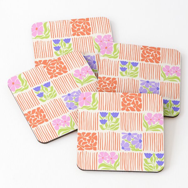 Item preview, Seamless Floral Patchwork Pattern, Retro Flower Tile Repeat, Mid Century Modern Textile Design, Cute Pastel Botanical Digital Paper, Fabric Print designed and sold by FRH Design ⭐⭐⭐⭐⭐.