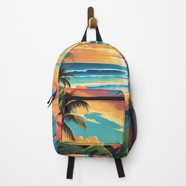 Item preview, Hibiscus Framed Tropical Beach Sunset Illustration designed and sold by CASASIS_MERCH.