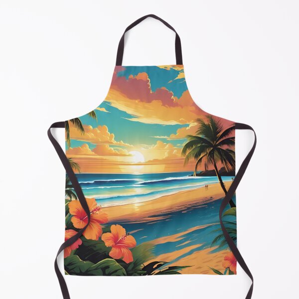 Item preview, Hibiscus Framed Tropical Beach Sunset Illustration designed and sold by CASASIS_MERCH.