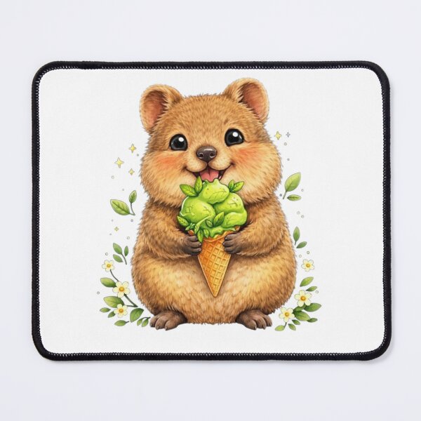 Item preview, Cute Quokka Eating Leaf Ice Cream designed and sold by BirdsRbeautiful.
