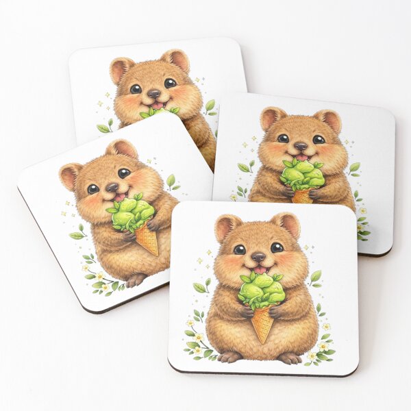 Item preview, Cute Quokka Eating Leaf Ice Cream designed and sold by BirdsRbeautiful.