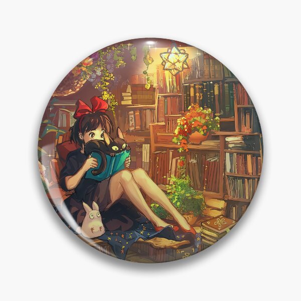Item preview, Cute kawaii art girl [[kiki's]] go -%[ghiblis]%- flying away reads book designed and sold by Wenddys.