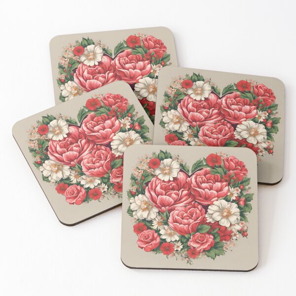 Item preview, Floral Heart Bouquet of Peonies and Roses designed and sold by CASASIS_MERCH.
