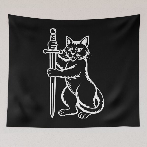 Item preview, Bizarre Medieval Cat Holding Sword Art designed and sold by amziwcfogwz22.