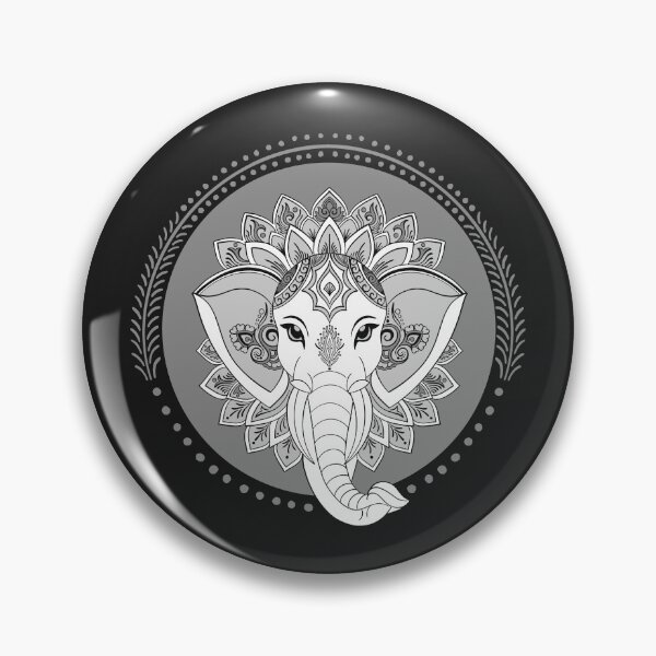 Item preview, Black Silver Elephant Mandala Lotus Spiritual Art designed and sold by DColourMuse.