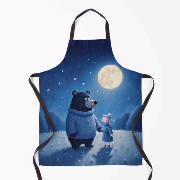 Item preview, Holding Hands Under the Moon – Whimsical Bear and Child Night Scene designed and sold by Whimsical Hug.