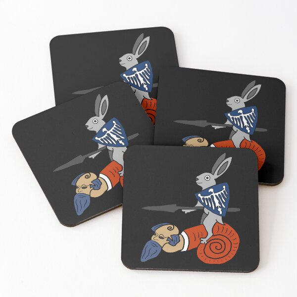 Item preview, Medieval Marginalia Rabbit Riding Snail Blue designed and sold by amziwcfogwz22.