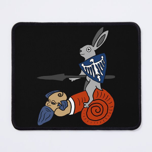 Item preview, Medieval Marginalia Rabbit Riding Snail Blue designed and sold by amziwcfogwz22.