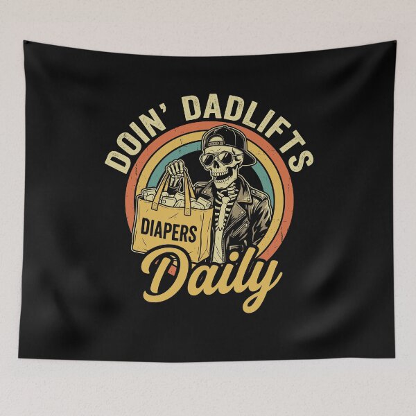 Item preview, New Dad Doin' Dadlifts Daily Funny Fathers Day Skeleton Gym designed and sold by Dressed For  Duty.