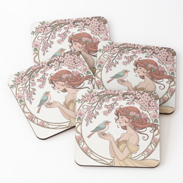 Item preview, Art Nouveau Spring Maiden Poster – Cherry Blossom Mucha Style Floral Woman Art designed and sold by Tamas Das.