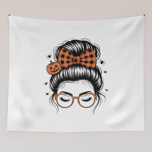 Item preview, Messy Bun Halloween for Girls Messy Bun Pumpkin designed and sold by papertaless.