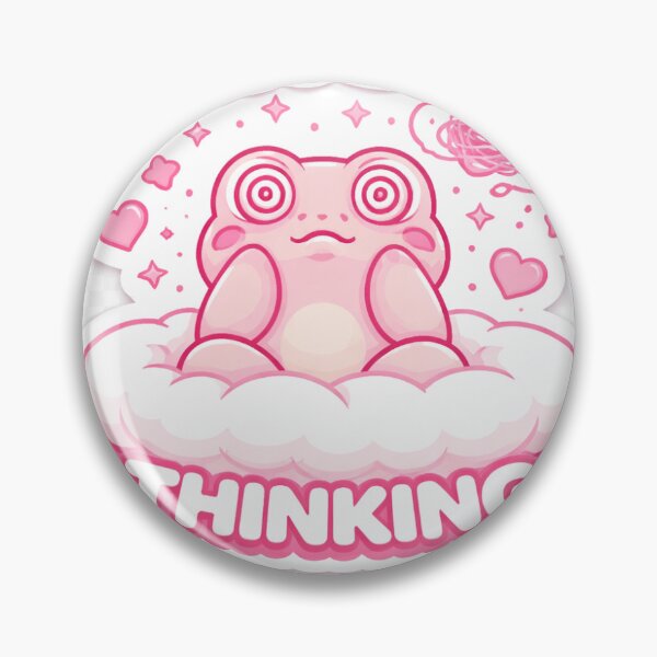 Item preview, Cute Pink Frog Can't Stop Thinking Funny Kawaii Aesthetic Sticker designed and sold by Digital_products_0111.