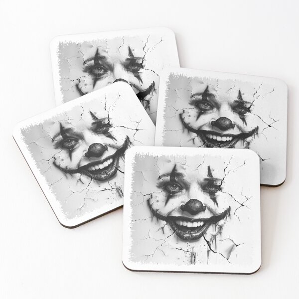 Item preview, Sinister Clown Face Black and White Horror Portrait Art designed and sold by inkoutninja.