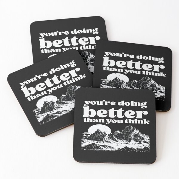 Item preview, You’re Doing Better Than You Think – Encouraging Quote with Mountain Illustration designed and sold by Bright Nest Studio.