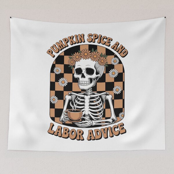 Item preview, Pumpkin Spice & Labor Advice Skeleton Midwife Fall Halloween designed and sold by papertaless.