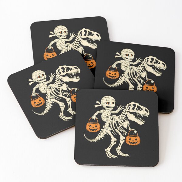 Item preview, skeleton riding a dinosaur pumpink halloween designed and sold by papertaless.