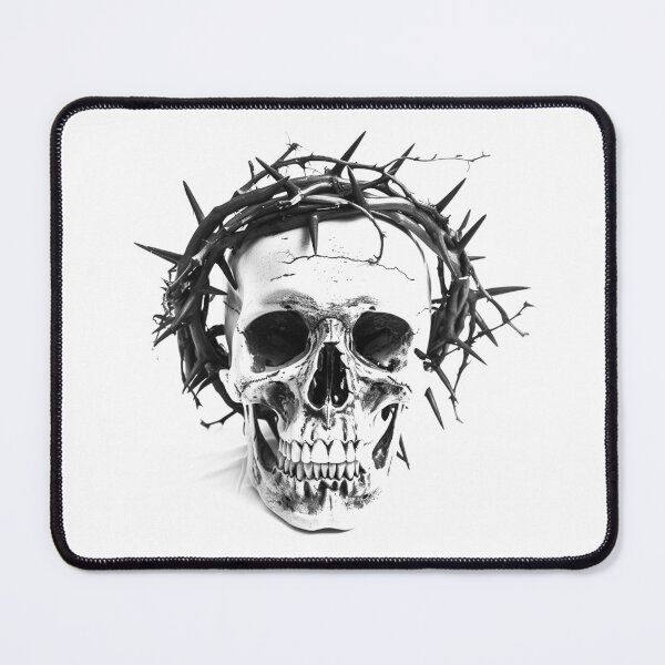 Item preview, Skull Crown of Thorns Black and White Gothic Religious Art designed and sold by inkoutninja.