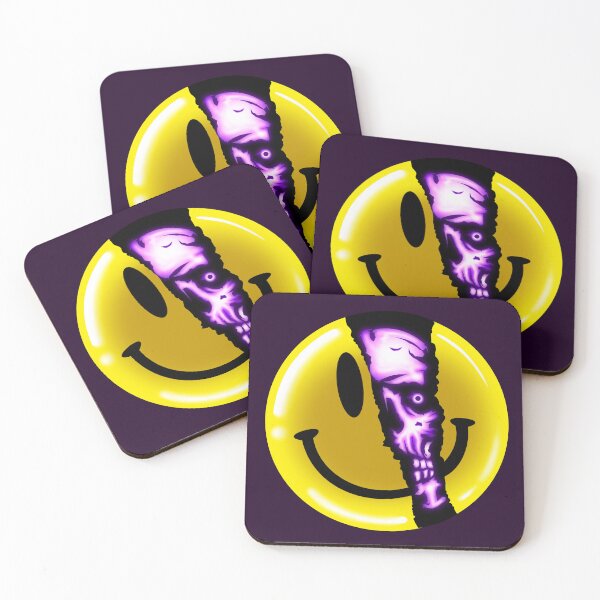 Item preview, Smiley Hidden Dark Side Purple Glow Skull Sticker T-Shirt designed and sold by Runnada.