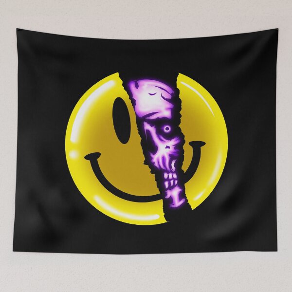 Item preview, Smiley Hidden Dark Side Purple Glow Skull Sticker T-Shirt designed and sold by Runnada.