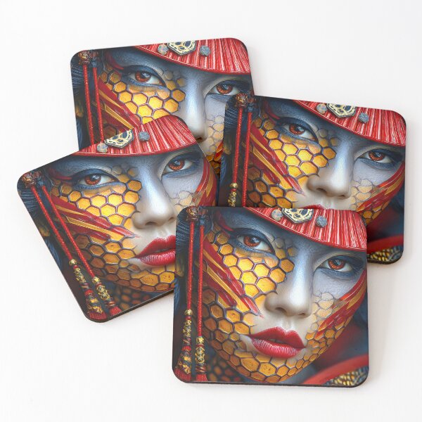 Item preview, Striking Fantasy Portrait with Honeycomb Elements designed and sold by Artessie.
