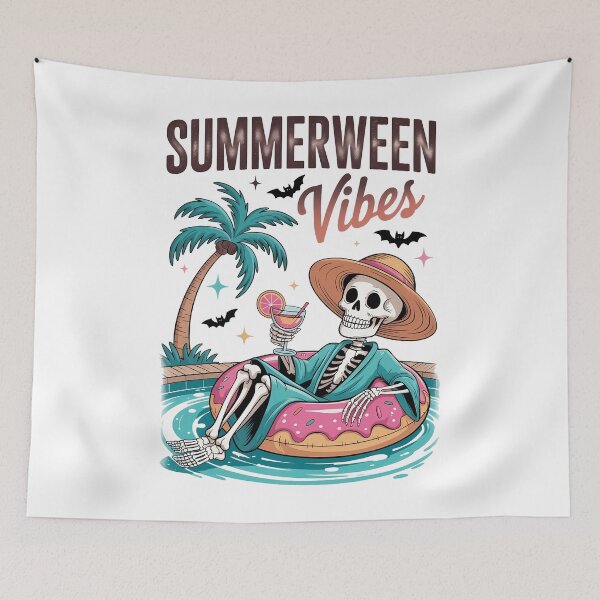 Item preview, Summerween Skeleton Halloween Pink Donut Float designed and sold by Formatage.