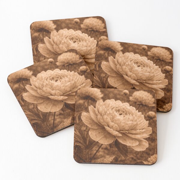 Artikelvorschau, Vintage-Sepia-Pfingstrosenblüte – Romantische botanische Wanddekoration im Landhausstil entworfen und verkauft von Darlin8888.