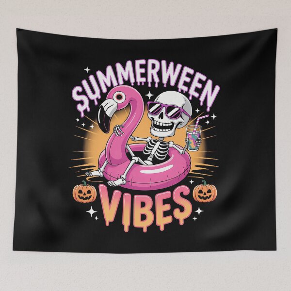 Item preview, Summerween Vibes Spooky Skeleton Flamingo Pool Halloween designed and sold by Formatage.