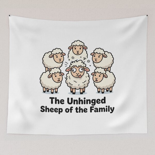 Item preview, The Unhinged Sheep of the Family – Funny Crazy Sheep Meme Relatable Humor Design designed and sold by aiqdelicia.