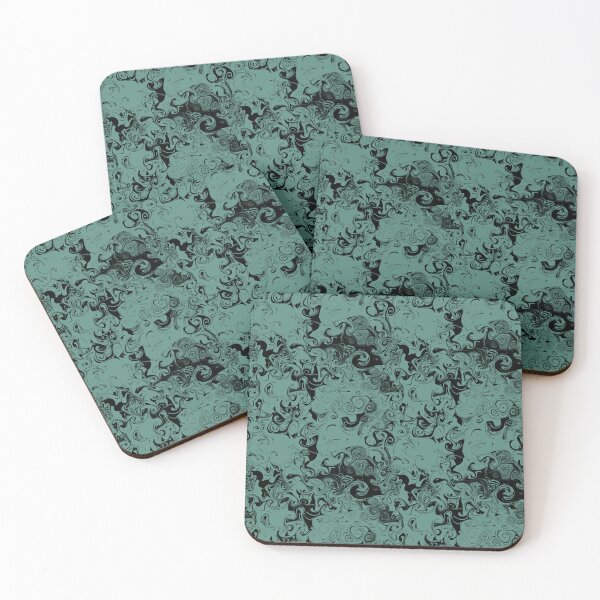 Item preview, Teal green swirl seamless repeating pattern designed and sold by SeamlessDsign.
