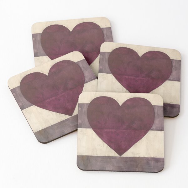 Item preview, Abstract Red Heart Wall Art Neutral Striped Background designed and sold by NarjaShop.