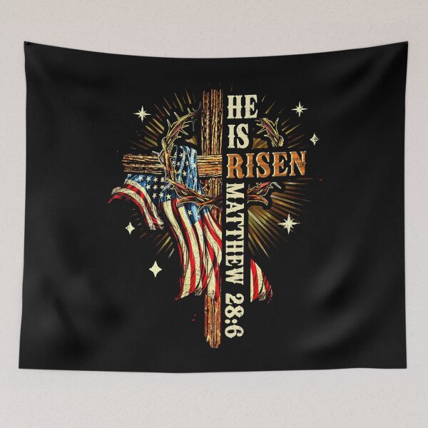 Item preview, Easter Cross He is Risen Jesus Christian Men Women Kid Youth designed and sold by Patchina.