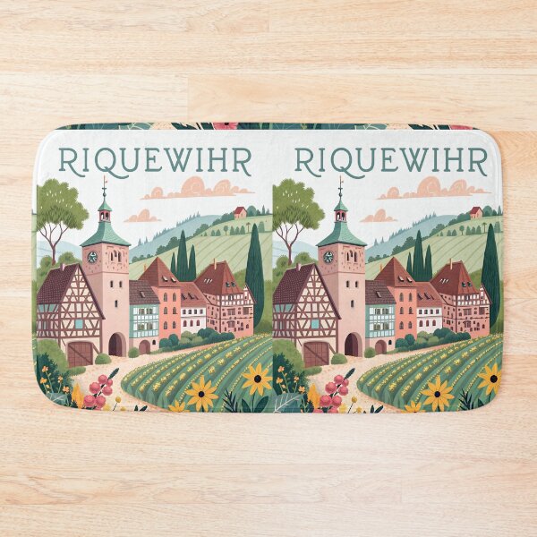 Item preview, Riquewihr France Travel Poster | Alsace Village Illustration | Vintage European Countryside Wall Art designed and sold by Witsprings.